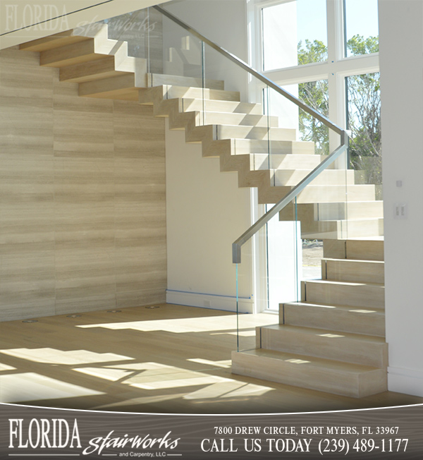 Wood and Glass Stairways in Sanibel Island Florida
